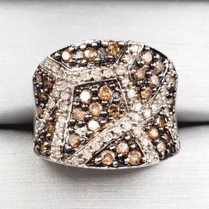 10k Solid White Gold Genuine Chocolate & White Diamond Animal Giraffe Pr…